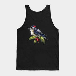 Holiday Bird Downy Woodpecker Tank Top